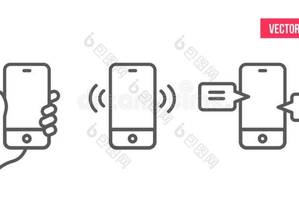可移动的电话线条图标智能手机和白色的屏幕矢量earningspershare每股收益10