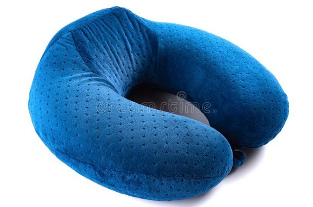 蓝色舒适的颈枕头向白色的