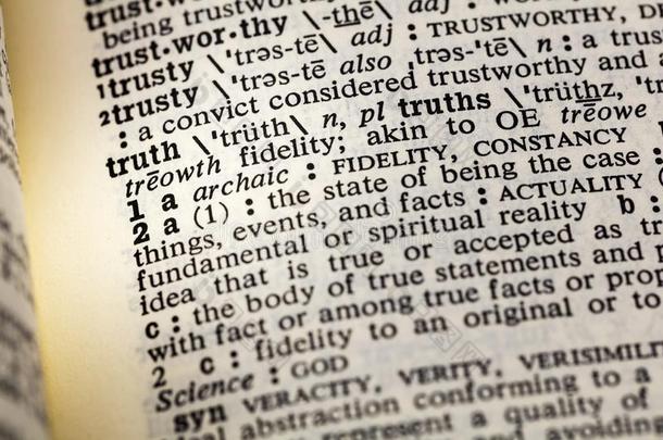真理真正的诚实的忠诚词典书信任