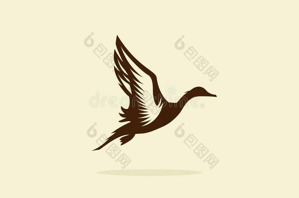 飞行的鸭子矢量说明,鸭子偶像或象征,鸭子打猎