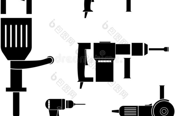 矢量<strong>照片</strong>动力工具-<strong>旋转</strong>的铁锤,jack铁锤,角gas-flowindicator气体流动指示器