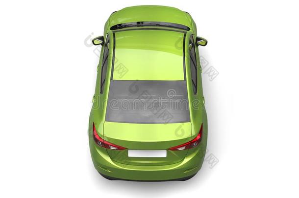 金属的绿色的现代的商业汽车-顶下背看法