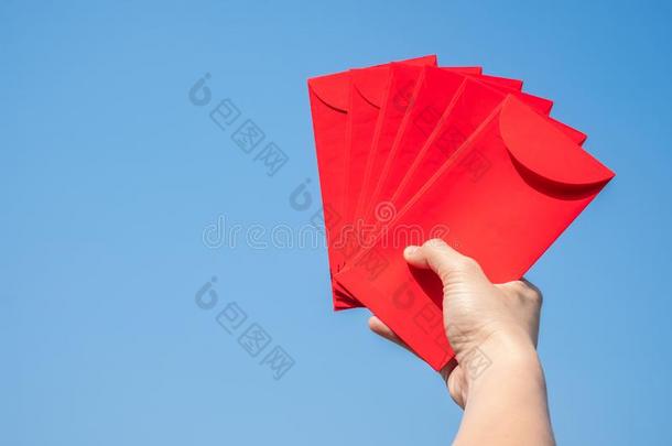 幸福的中国人新的年,手佃户租种的土地红色的<strong>信封</strong>或叫Angp
