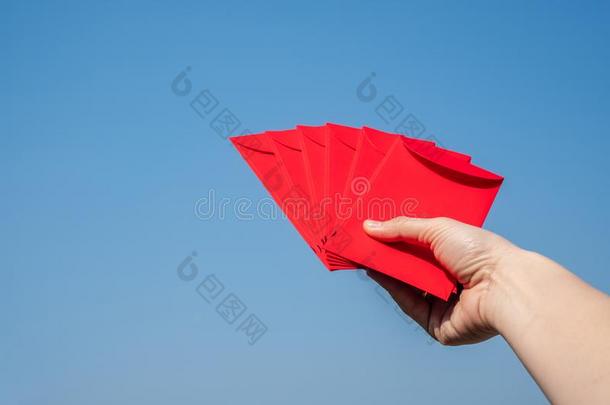 幸福的中国人新的年,手佃户租种的土地红色的<strong>信封</strong>或叫Angp