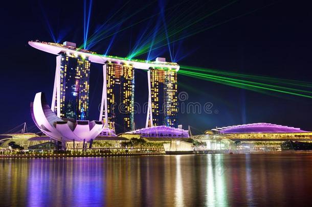夜景关于<strong>新加坡</strong>小艇船坞湾沙<strong>新加坡</strong>
