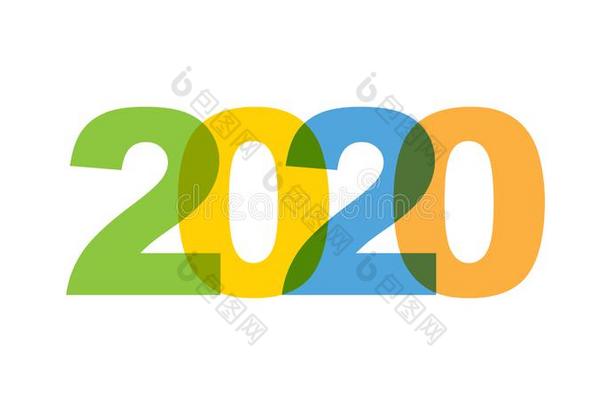 2020新的年,短语重叠部分颜色不透明.观念关于