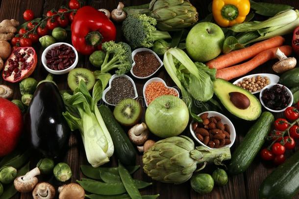 健康的食物干净的吃选择.成果,蔬菜,种子,USSR苏联