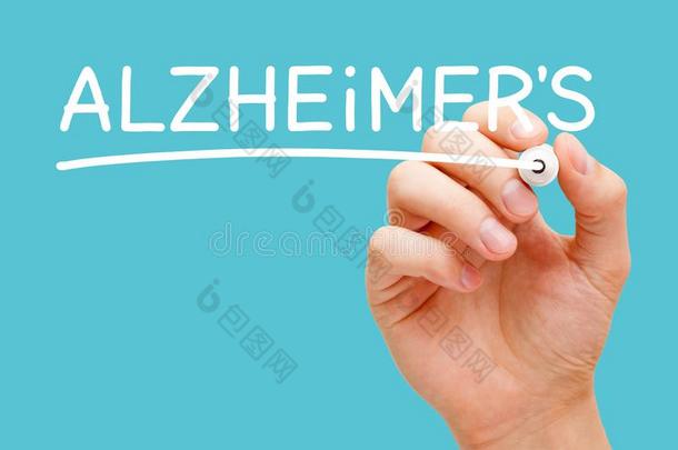 阿尔茨海默病疾病手写的和白色的标识