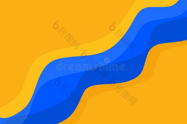 抽象的黄色的蓝色背景和波喜欢几何学的数字