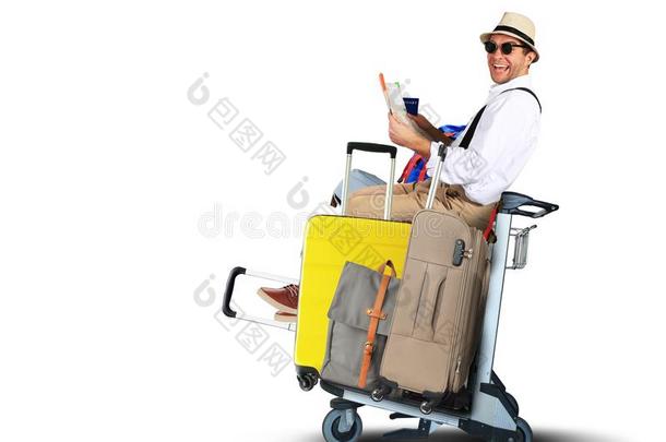 行李旅行者和大的手提箱