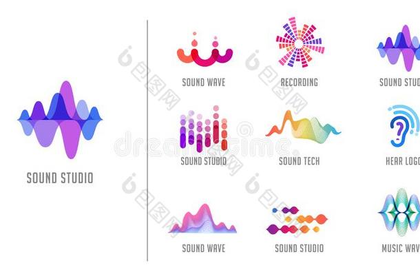声音波浪,音乐,生产标识和象征收集,设计