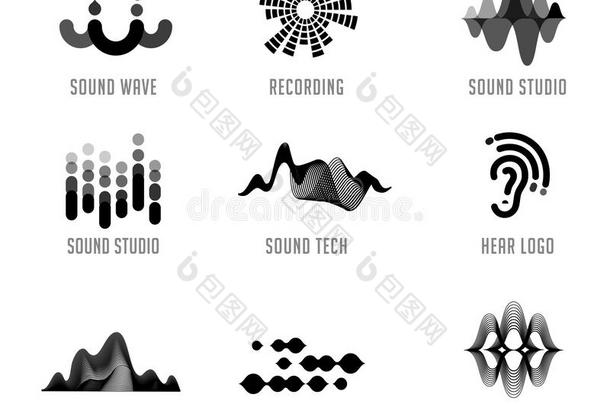 声音波浪,音乐,生产标识和象征收集,设计