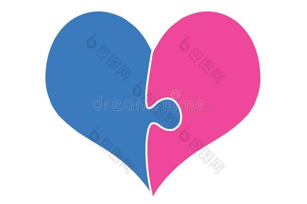 粉红色的和蓝色心集合关于两个使迷惑一件