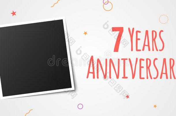 7年周年纪念日照片框架卡片.7年周年纪念日矢量