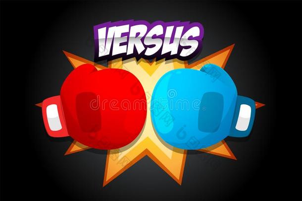 红色的和蓝色拳击拳击手套向黑暗的背景