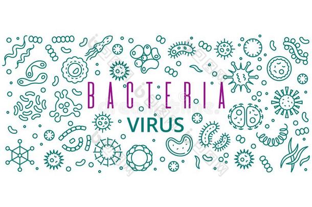 线条细菌,病毒矢量横幅海报设计