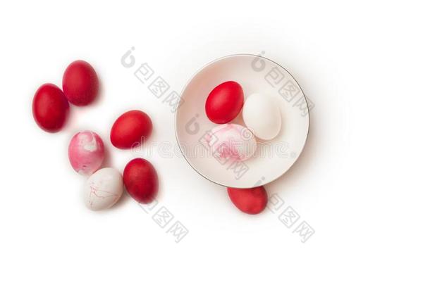 幸福的复活节顶看法向白色的和红色的卵.<strong>颜</strong>色关于<strong>春季</strong>201