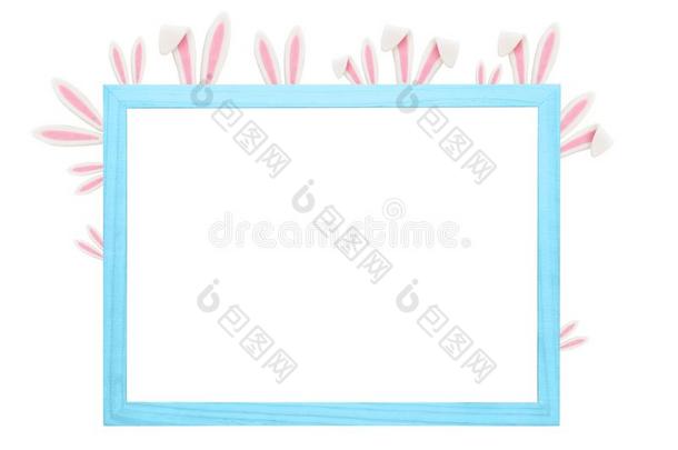 有趣的复活节照片框架装饰和兔子耳