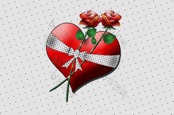 一大的心和两个玫瑰出现一rt!