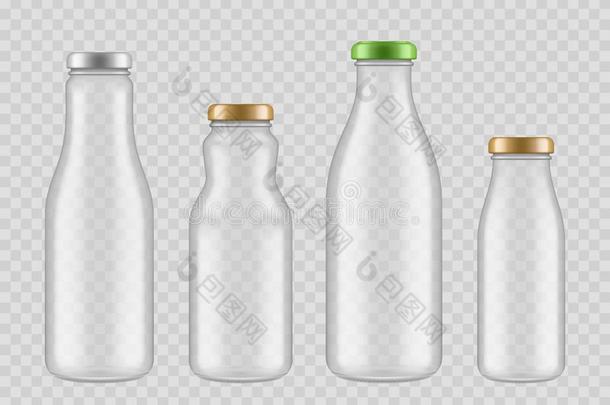 罐子玻璃瓶子.透明的包装为饮料果汁和液体