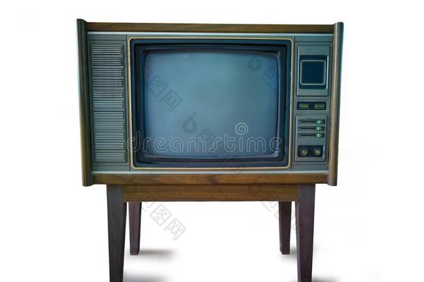 典型的酿酒的制动火箭方式老的电视向白色的背景.