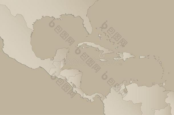 加勒比<strong>海岛</strong>中央的美洲地<strong>图</strong>和个人的国家separation分开