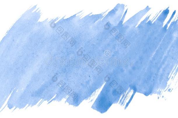蓝色水彩手-疲惫的隔离的洗弄脏向白色的后台
