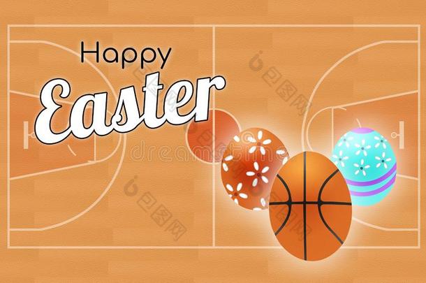 幸福的复活节明信片遮盖篮球祝贺向指已提到的人int.咄！呸！
