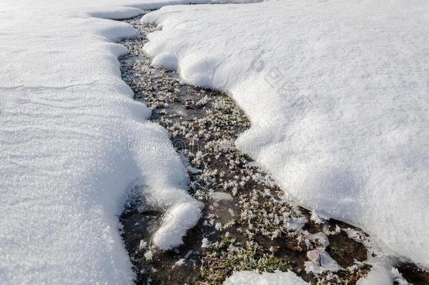 冷冻的影像关于跑步水采用雪大量的田