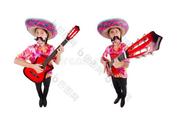 指已提到的人墨西哥人吉他演员隔离的向指已提到的人白色的