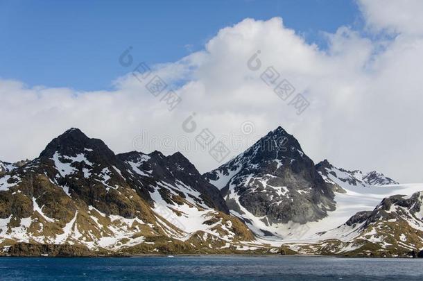 美丽的南极的风景和冰山和山