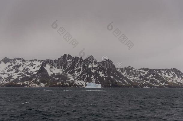 美丽的南极的风景和冰山和山