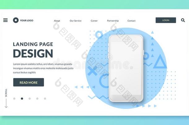 <strong>登陆</strong>页横幅样板.智能<strong>手机</strong>现实的3英语字母表中的第四个字母illustrati