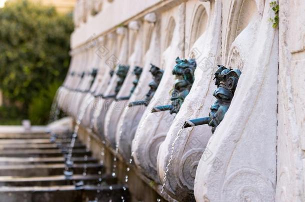 透镜看法关于指已提到的人菖蒲人造喷泉采用安科纳,意大利