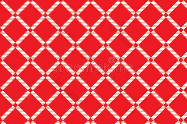 红色的和白色的多变的桌布背景.质地从菱形