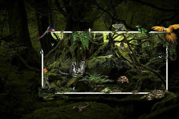 雨森林背景和动物