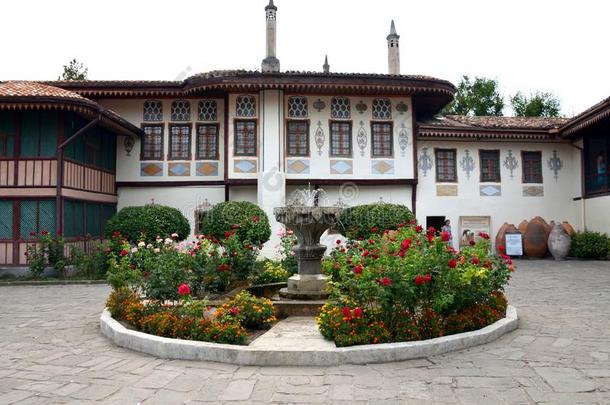庭院关于指已提到的人卡恩宫采用巴赫奇萨莱,克里米亚,俄罗斯帝国