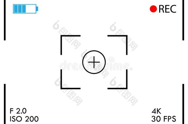 <strong>照相机</strong>框架<strong>取景器屏幕</strong>向白色的背景.矢量图解