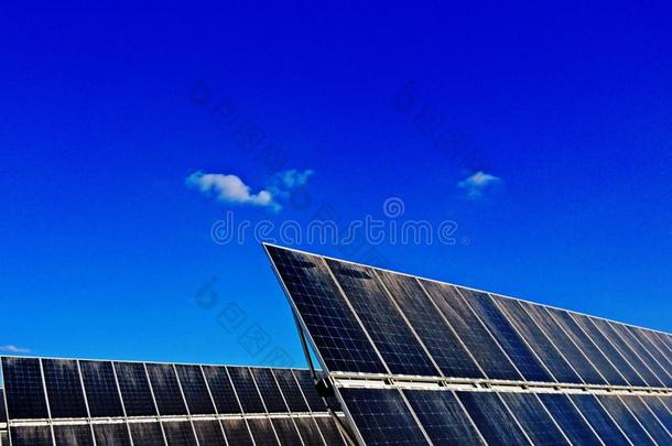 动力植物使用太阳的镶板太阳的细胞采用太阳的农场和blue蓝色