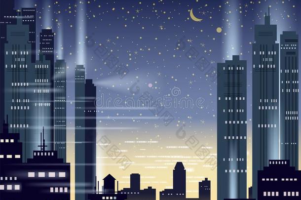 城市风光照片大都市夜家畜的肺脏关于一大的城市,illumin一ted最新式