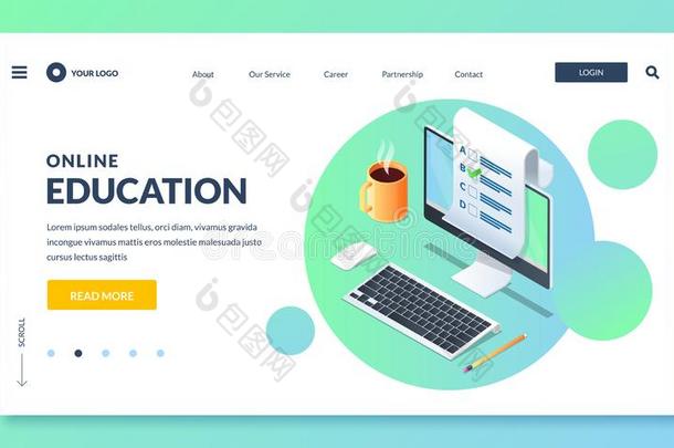 在线的教育和学习.L和ing页或横幅设计坦普拉