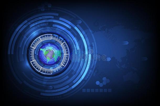 世界地图蓝色眼睛球抽象的计算机的将来的科技观念