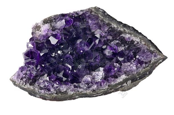 丁香花属黑暗的紫蓝色宝石采用晶洞向白色的