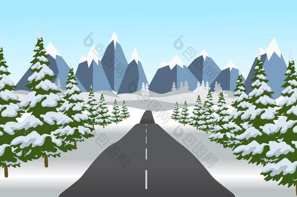 <strong>冬山雪</strong>大量的风景.小的红色的车辆和英语字母表的第3个字母