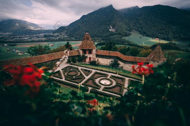 格鲁耶雷斯,瑞士-<strong>九月</strong>5,2018:指已提到的人园关于城堡