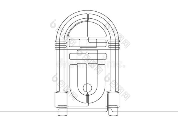 自动<strong>唱片</strong>点唱<strong>机</strong>连续的矢量线条图解的