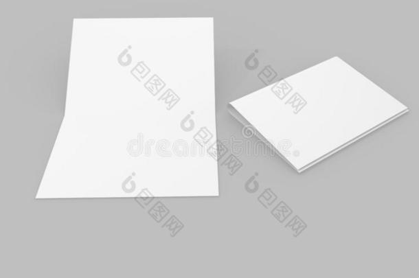 一3一4一5一半的-折叠或在旁边-折叠小册子空白的白色的样板f或