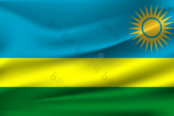 旗关于卢旺达.现实的波浪状的旗关于卢旺达