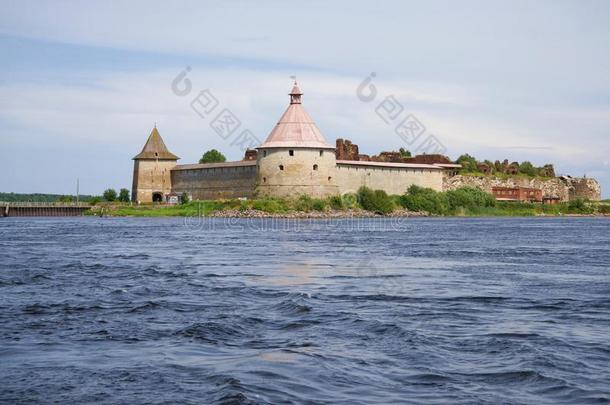 看法关于指已提到的人奥瑞克堡垒从指已提到的人涅瓦河水地区.列宁格勒