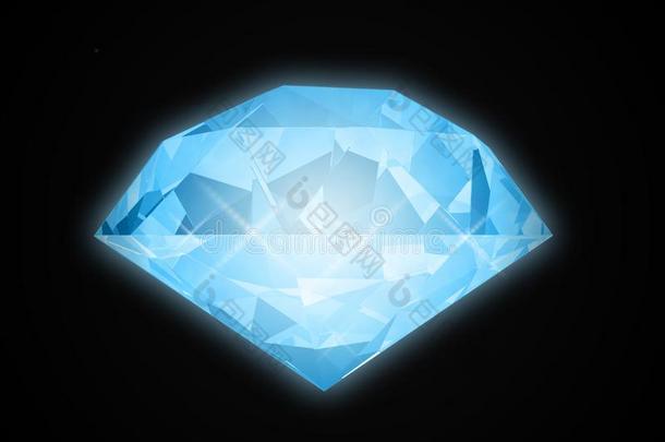 蓝色宝石隔离的向黑的背景.光栅illustrati向